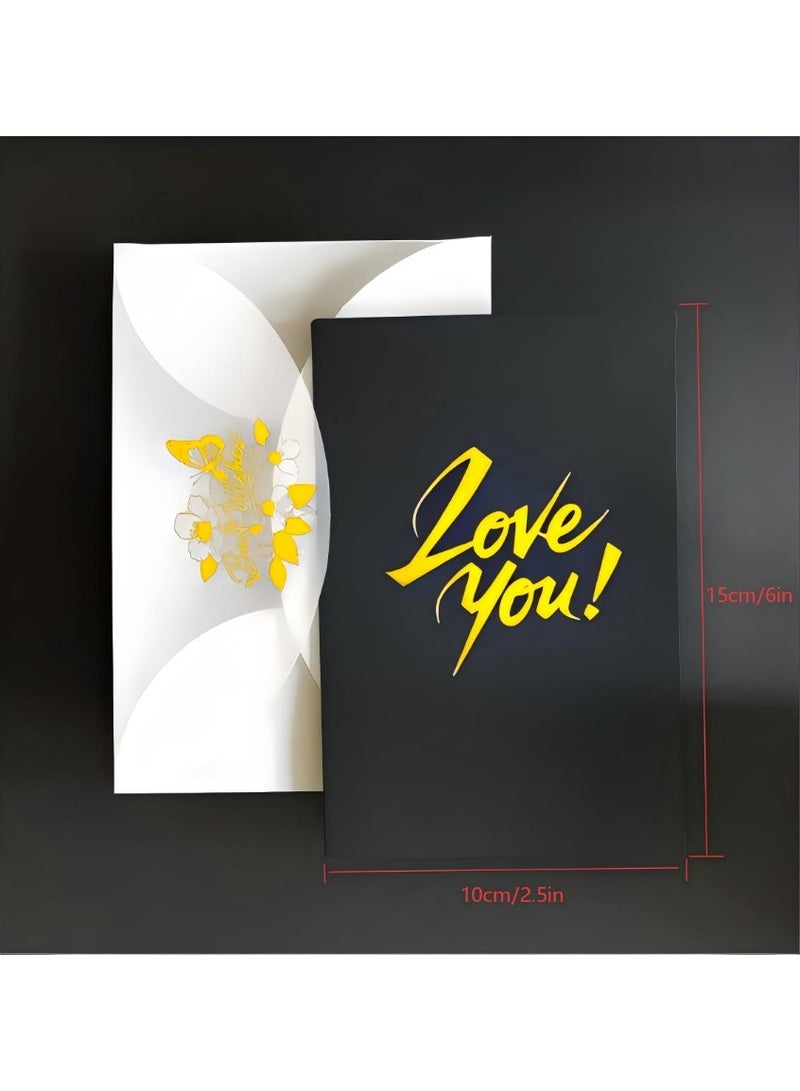 BenQuand Luxury Mysterious Black I Love You Card Valentines Day Gifts, Romantic Valentines Day Card  With Envelope And Seal  for Boyfriend Girlfriend - Image 2